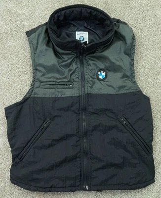 Винтажный мужской жилет BMW большой черный логотип Thinsulate карманы на молнии мотоцикл сделано в США - Изображение 1 из 4
