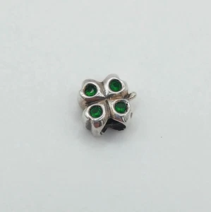 Chamilia Sterling Silver Lucky Four-Leaf Clover Charm Green Retired Bead - Picture 1 of 5
