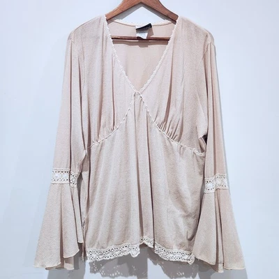 Vintage Fashion Bug Crochet Empire Waist Bell Sleeve Blouse Size 22/24 Cottage - Image 1 of 4