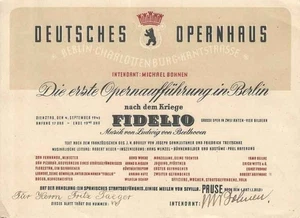 Berlin 4. Sept 1945 Programm Erste Opernaufführung nach dem Krieg FIDELIO - Bild 1 von 4