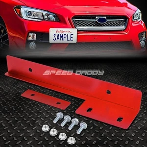 UNIVERSAL FRONT BUMPER LICENSE PLATE RELOCATOR FRAME BRACKET HOLDER BAR RED - Picture 1 of 5