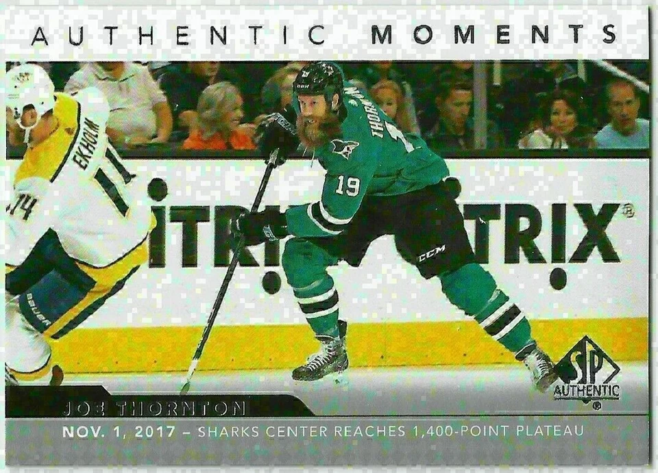 JOE THORNTON 2017-18 Upper Deck SP Authentic Moments #112 San Jose Sharks UD 1:5 - Image 1 of 1