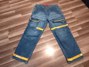VTG Marithe Francois Girbaud yellow Shuttle Tape blue Jeans Men's SZ 38X32 - Picture 1 of 17
