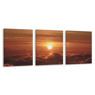3pcs Sunset Warm Orange & Yellow Hues Wall Art Canvas  Unframed/Framed - Image 1 of 4