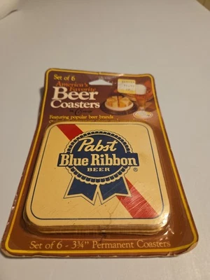 America's Favorite Beer Coasters Pabst Blue Ribbon Set Of 6 - Image 1 of 4