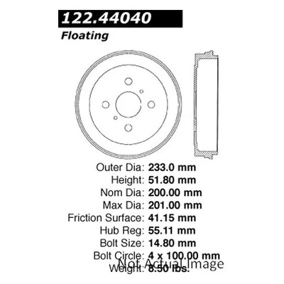 For Toyota Prius 2001-2003 Centric 122.44040 Premium Rear Brake Drum Foto 1 de 4
