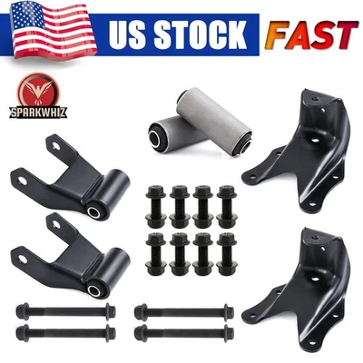 Rear Leaf Spring Shackle Bracket Pair Hanger Kit for Ford F150 F250 F350 Bronco Foto 1 de 4