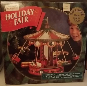 Vintage 1996 Mr Christmas Holiday FAIR CAROUSEL Working Flying Sleighs Music - Bild 1 von 16