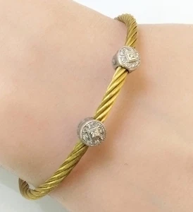 Philippe Charriol 18K Gold Edelstahl Diamant 2 Stationen Armreif Armband FZZ - Bild 1 von 7