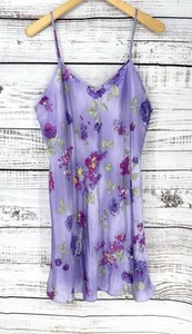 Vintage Gilligan & O'Malley lila Seide Blumen Schlupfkleid Damen XL romantisch - Bild 1 von 3