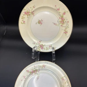 Vintage Pope-Gosser 6,5" Teller rosa Rosen Floral Goldrand 5er Set USA 1930er - Bild 1 von 7