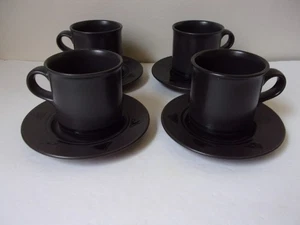 Pfaltzgraff Midnight Sun Black Matte 3 3/8" Cup & Saucer Set of 4 - Picture 1 of 6