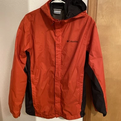 Chaqueta de lluvia cortavientos Columbia para hombre talla pequeña naranja/negra Foto 1 de 4