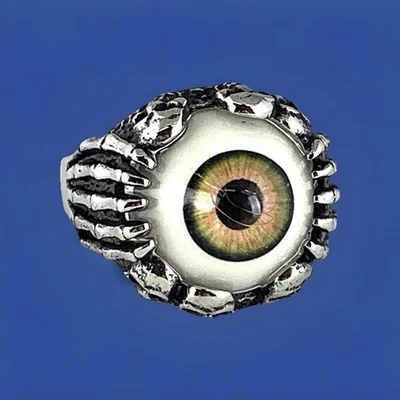 Anillo estilo motociclista para hombre garra globo ocular marrón talla 11 acero inoxidable pesado 63 Foto 1 de 4