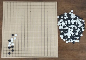 Vintage Go Natural Wood Board  11.4"x11.4" 359 Miniature Stones, 19x19 grid - Picture 1 of 5