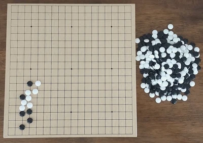 Vintage Go Natural Wood Board  11.4"x11.4" 359 Miniature Stones, 19x19 grid - Image 1 of 4