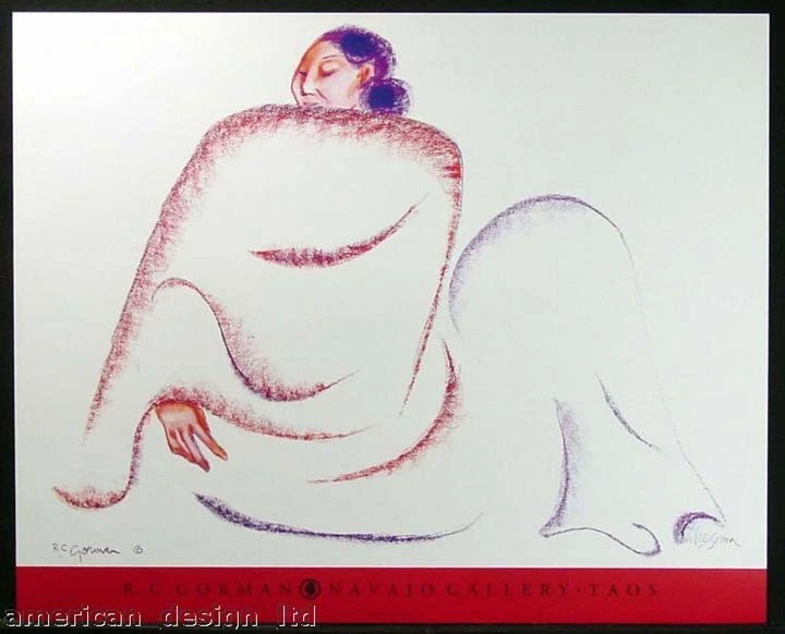 Cartel RC Gorman Nakai Firmado a Mano Litografía Offset Póster Santa Fe Mujer SW Foto 1 de 1