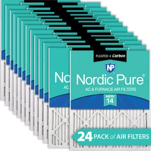 16x25x1 (15_1/2x24_1/2) Pleated Air Filters MERV 14 Plus Carbon 24 Pack - Picture 1 of 7