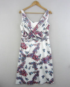 Diana Ferrari Dress Womens 12 White Blue Pink Floral Fit Flared Cocktail Event - Picture 1 of 18