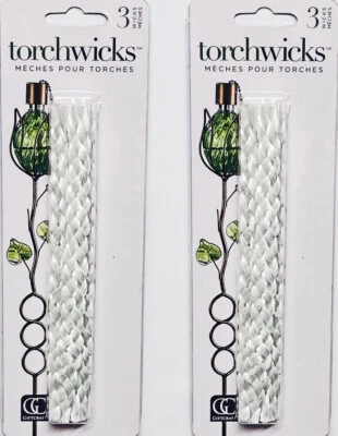 Tiki Torch Fiberglass 8” Replacement Wicks – NIB – 2 Paks of 3 Wicks - Image 1 of 4
