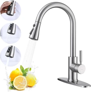American Motorhome RV Satin Single Handle Kitchen Pull-Out Faucet Tap AROFA - Picture 1 of 2