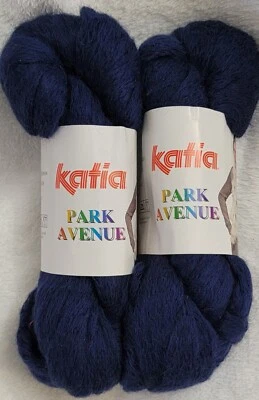 Nuevo Lote 2 Hanks Katia Yarn Park Avenue en Azul Marino 14yds 75g Foto 1 de 3