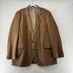 Circle S Mens 46L Brown Corduroy Western Blazer Jacket Suede Elbow Patches Lined - Picture 1 of 14