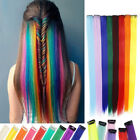 Rainbow Color Strips Hair Clip Hairpieces Synthetic Hair Long Straight Hair