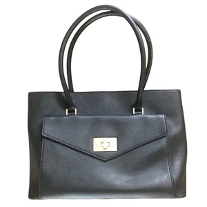 Kate Spade Tote Bag Saffiano Leather Black Laptop Purse Post Street Halsey Large - Picture 1 of 14