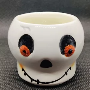 Hallmark Classic Halloween Skeleton Skull Ceramic Candle Holder Tea Light Holder - Picture 1 of 3