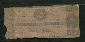 T-54 ESCASO 1862 ¡Billete de moneda confederado CSA! MUY USADO  - Imagen 1 de 2