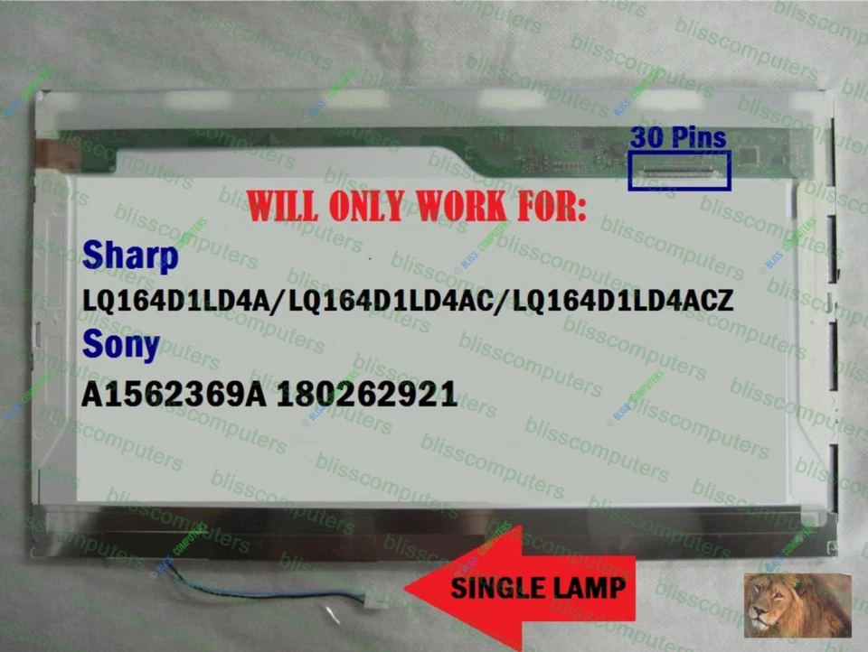 SHARP LQ164D1LD4A LAPTOP LCD Screen SONY VAIO VGN-FW SERIES 16.4" WXGA++ - Image 1 of 4