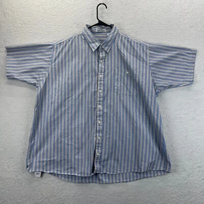 Camisa informal con botones Harbor Bay para hombre azul gris a rayas manga corta talla 3X grande Foto 1 de 4