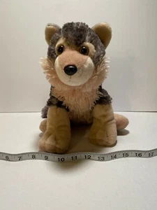 Wild Republic Plush Sitting Wolf Gray Brown Stuffed Animal Toy 2013 13 inches - Picture 1 of 6