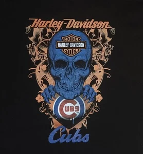 Harley Davidson Chicago Cubs t-shirt NEW nwot skull baseball Bears Bulls sports - Picture 1 of 7