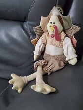 Primitive Chicken Folk Art Rag Doll Americana Hen Shelf Sitter OOAK LR