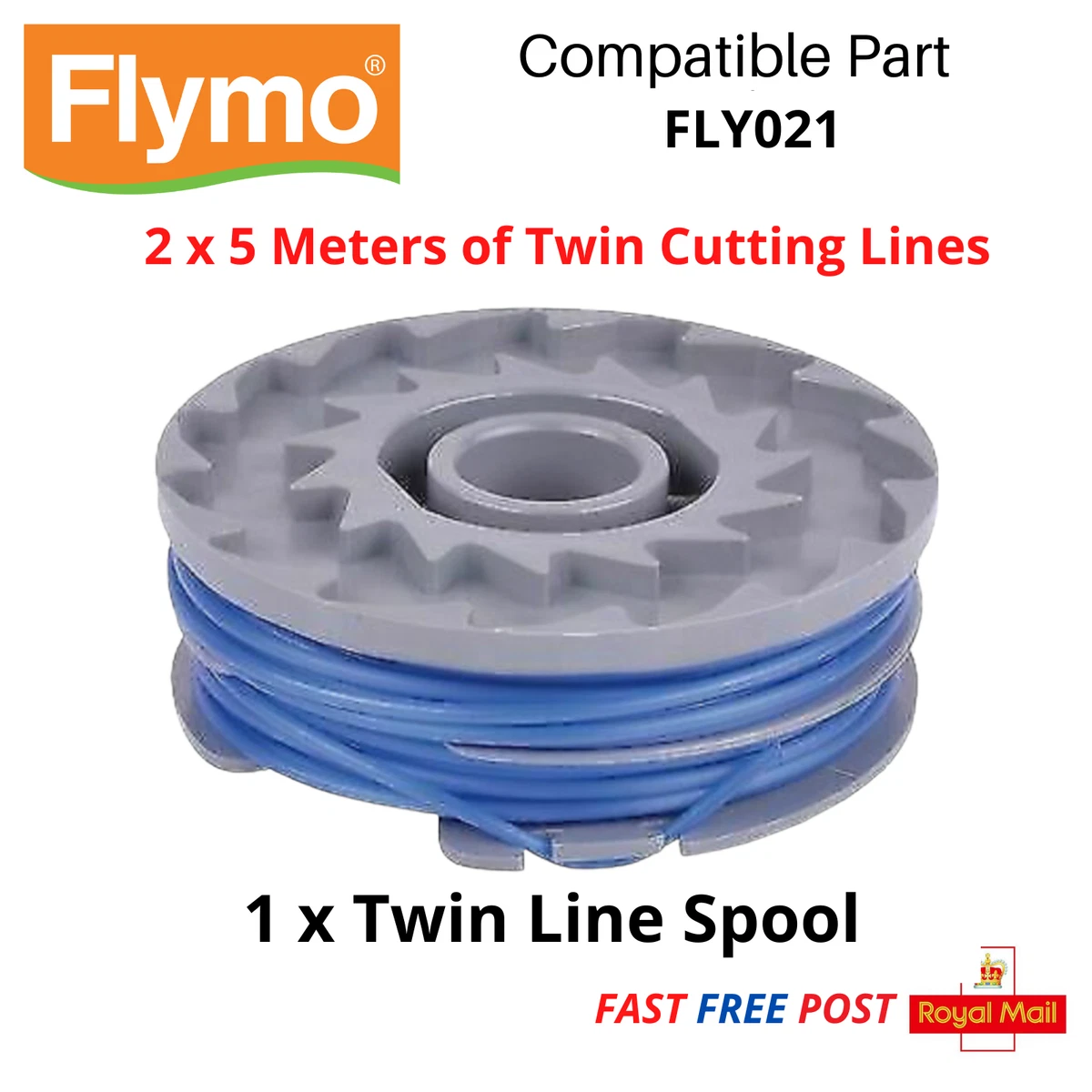 Original FLYMO Contour Power Plus Ersatzspule & Faden – 2er-Pack Für Kabellose Rasentrimmer