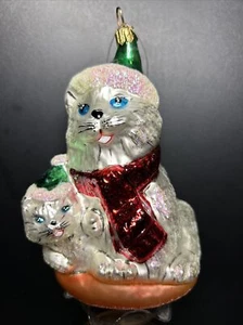 Christopher Radko Retired 1996 Snow Kitties 6" Ornament - Picture 1 of 8