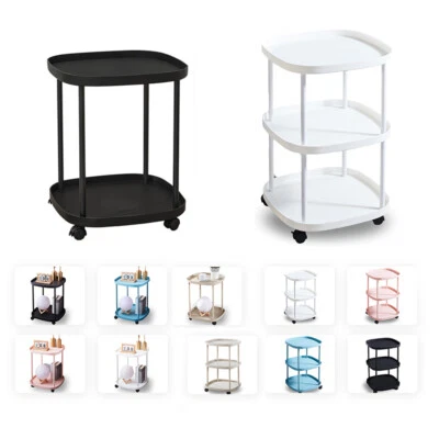 2/3Tier Side Table w/Wheels Plastic Mobile Sofa End Table NightStand Living Room - Image 1 of 4