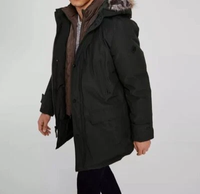 $395 Michael Kors Men's Green Hooded Down Bib Snorkel Parka Coat Jacket Size 2XL - Image 1 of 3