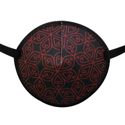 KAY PICTURES Adult Eye Patch - Black and Red Lattice - Washable, Sold to the NHS