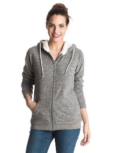 Felpa Calda Donna Cappuccio e Zip Roxy Freeze Vibrations Smoked Pearl Grigio - Imagen 1 de 2