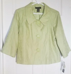 Silkland Womens Linen Blend Jacket Blazer Size Large Green NWT - Picture 1 of 7