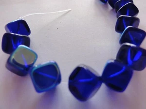 Czech glass - Light Cobalt AB Cube - Approx. 8mm - Approx. 12 cm strand - Picture 1 of 3