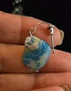Pendientes colgantes hechos a mano con caparazón de abulón natural lágrimas de plata con ganchos  - Imagen 1 de 5