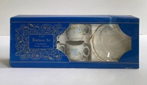Demitasse Set Fine Porcelain 6 Cups 6 Saucers Pale Blue Flowers Children’s Size - Picture 1 of 13