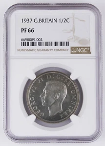 Great Britain UK 1937 HalfCrown 1/2 Crown Silver Proof Coin NGC PF66 George VI - Picture 1 of 4