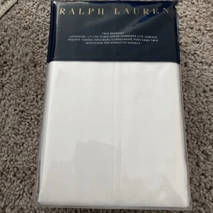 Ralph Lauren Home RL 464 Palmer Perkal Baumwolle Smoking weiß Twin Bedskirt Neu in Verpackung - Bild 1 von 6