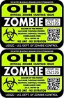 ProSticker 1245 (Two) 3"x 4" Ohio Zombie Hunting License Decals Stickers