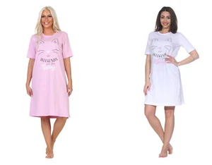 Damen Nachthemd, Rundhals, Kurzarm, Uni, Kazte, Knielang 73569 - Bild 1 von 4